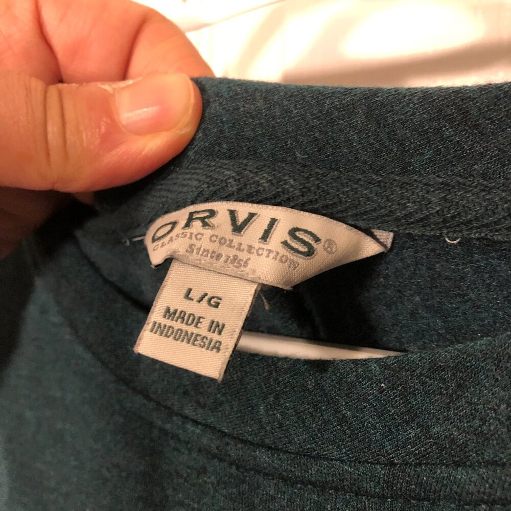 Orvis men teal crew neck long sleeve sweater, L - Picture 3 of 8
